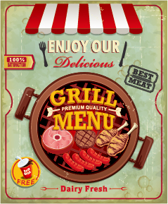 Grunge vintage styles food poster vector 09