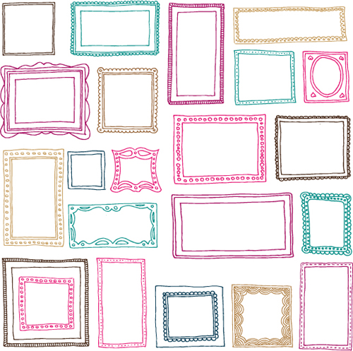Hand drawn colored frame vector material