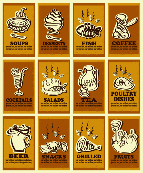 Hand drawn food poster retro vector