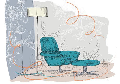 Hand drawn sofa armchairs vector graphics 04