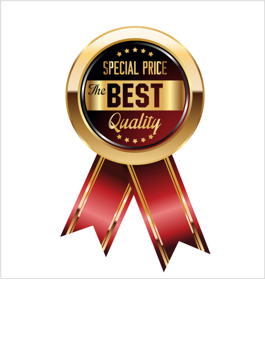 Luxury golden badge with red ribbon vector 06
