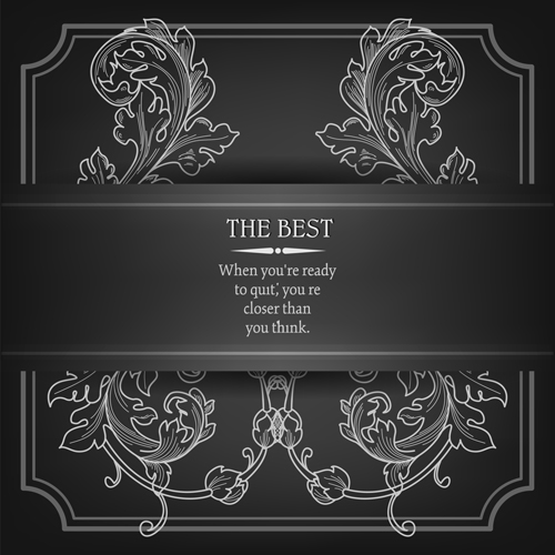 Ornate floral with dark background vector 01