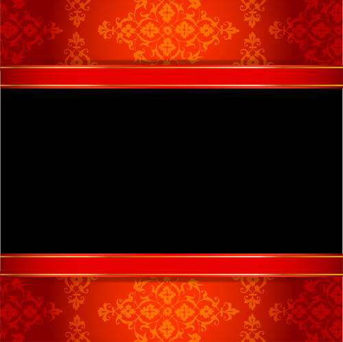Ornate red with black background vectors 01