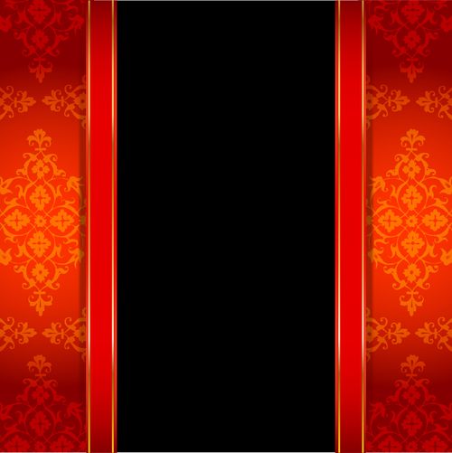 Ornate red with black background vectors 03