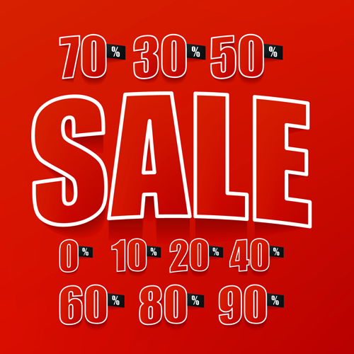 Red style price sale background vector