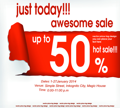 Red style sale discounts background vector 01