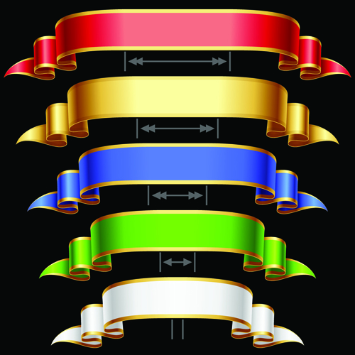 Colored ribbons design vector 01