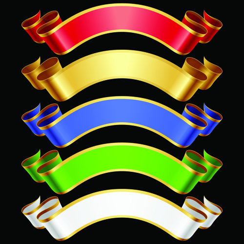 Colored ribbons design vector 02