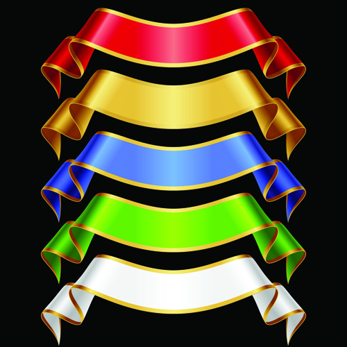 Colored ribbons design vector 03