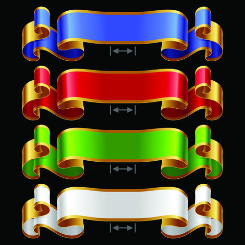 Colored ribbons design vector 04