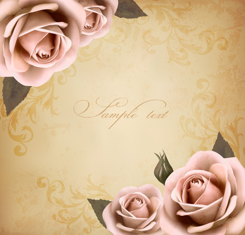 Roses and Vintage background vector 04