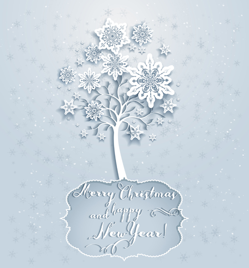 with tree snowflake christmas background 
