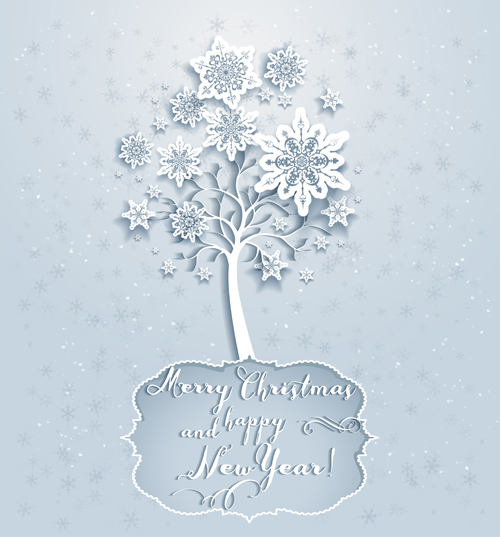 Snowflake with tree vector christmas background Snowflake with tree vector christmas background
