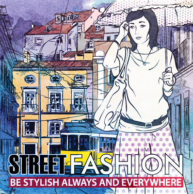Street stylish everywhere hand drawing background vector 03