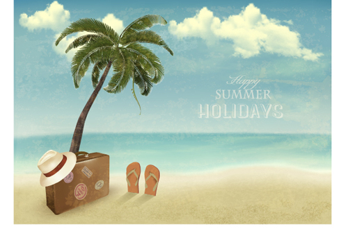 Summer holidays happy travel background vector graphic 02