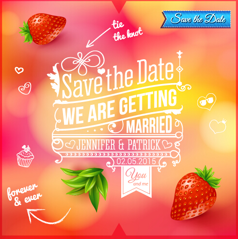 Summer style wedding invitation background vector 01