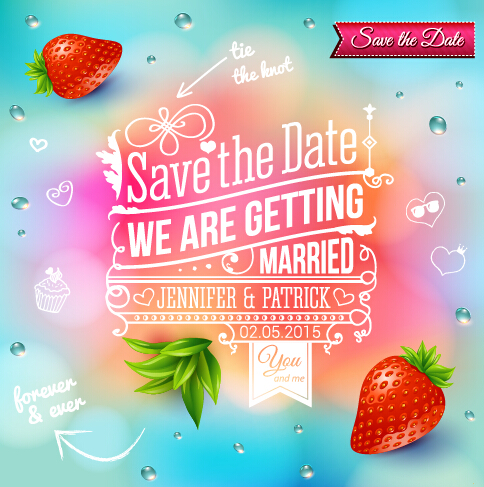 Summer style wedding invitation background vector 03