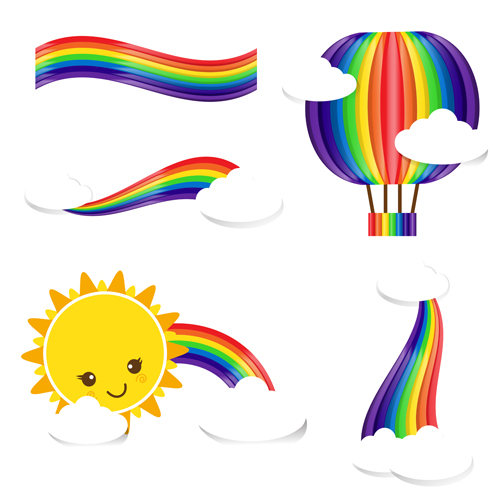 Sun rain bow cloud vector illustration