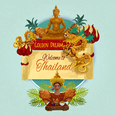 Travel thailand design background vector