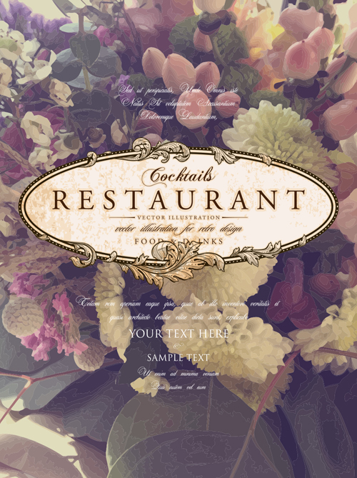 vintage restaurant flower cover background 