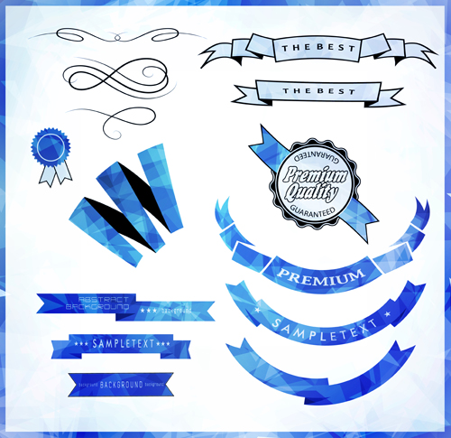 Vintage ribbon with quality Label vector material 01
