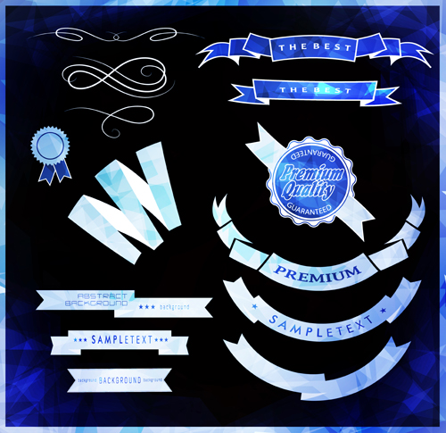 Vintage ribbon with quality Label vector material 07