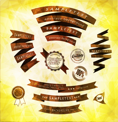 Vintage ribbon with quality Label vector material 08