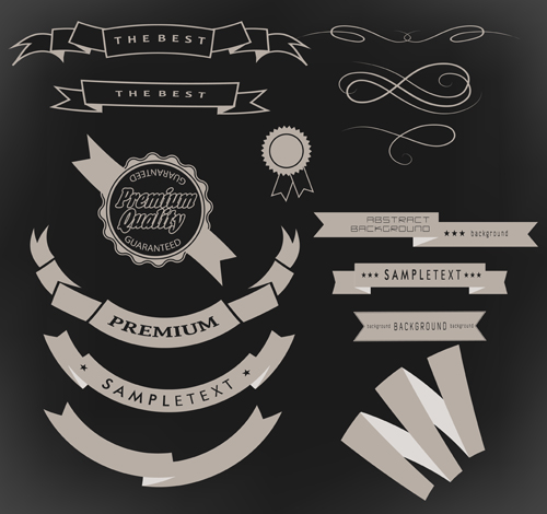 Vintage ribbon with quality Label vector material 10