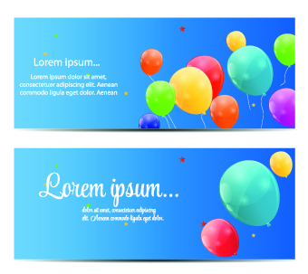 Colorful balloons holiday banner vector set 05