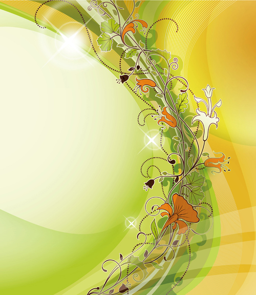 Abstract Background with flowers elements vector 02