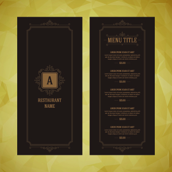 Luxurious restaurant menu vector set 02