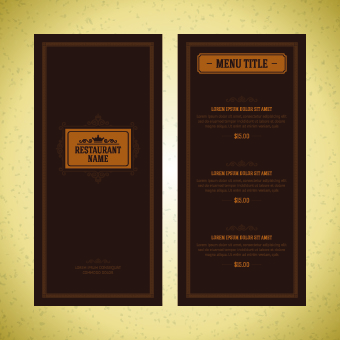 Luxurious restaurant menu vector set 05