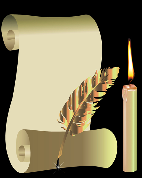 scrolls paper old candle 
