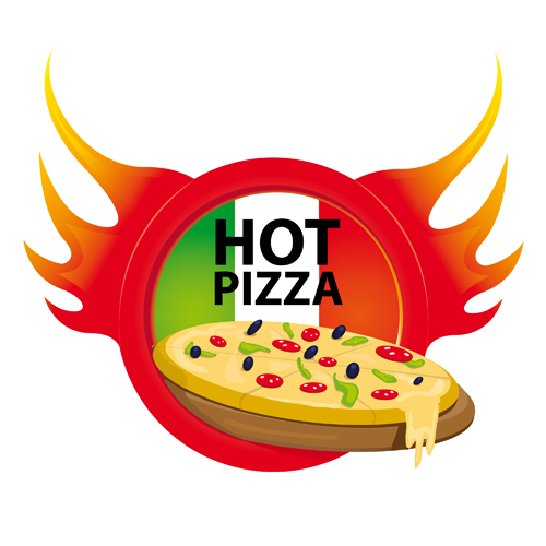 vector pizza elements art 04 set