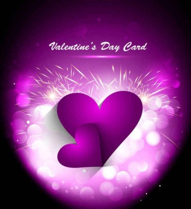 Purple heart with valentines day greeting card vector Purple heart with valentines day greeting card vector