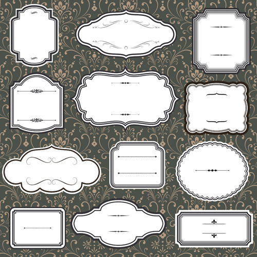 vintage labels frames vectors 01