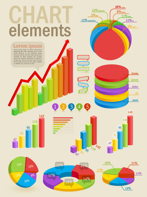 Set of chart and Infographics design elements vector 01