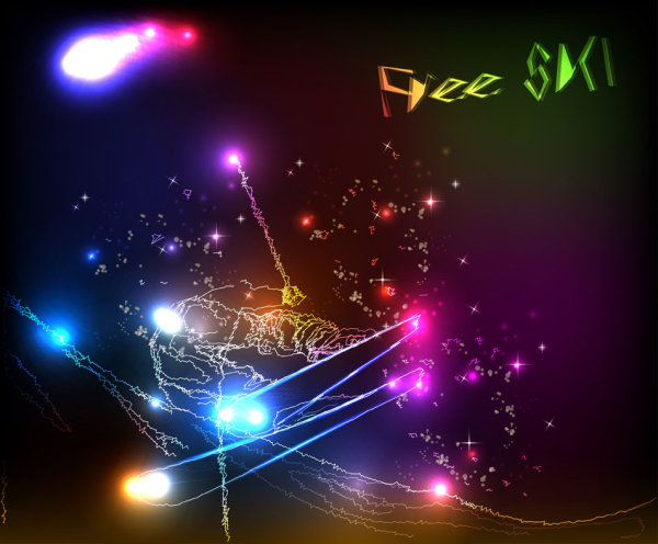 Ornate neon light elements vector background 01
