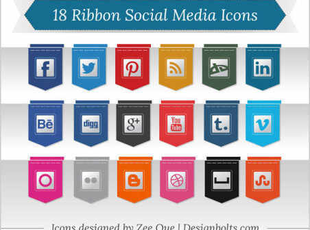 social ribbon media icons free 