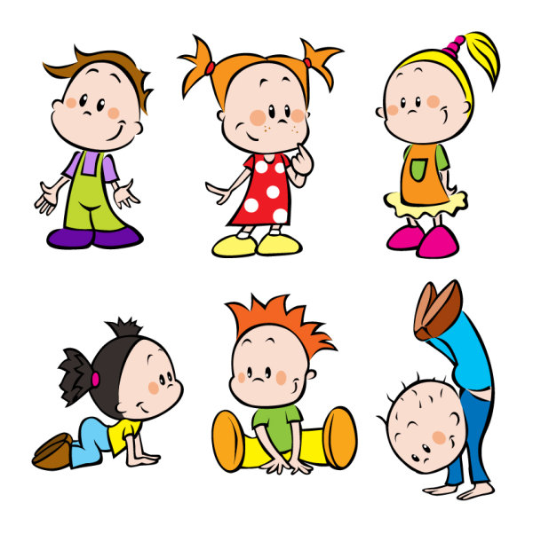Different Cartoon Children elements vector material 01