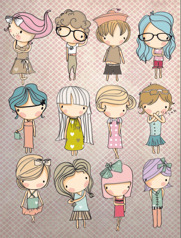 Different Cartoon Children elements vector material 03