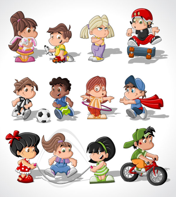 Different Cartoon Children elements vector material 04