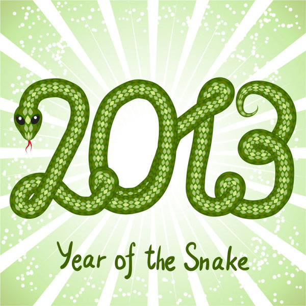 year snake shiny green elements element 2013 