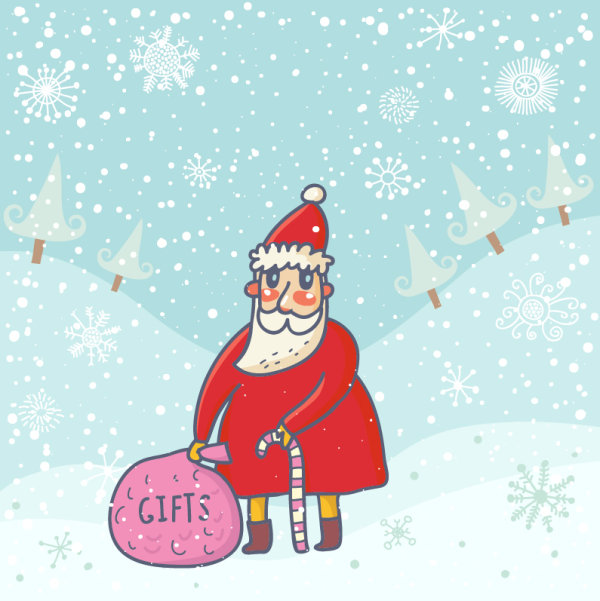 Cute Santa Claus cards design vector 04