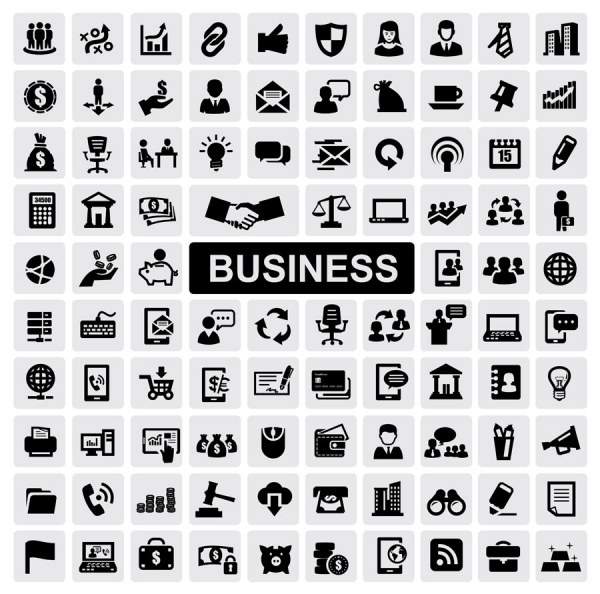 Huge collection of Black and white icons vector 14