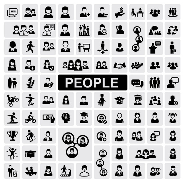 Huge collection of Black and white icons vector 15