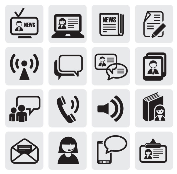 Huge collection of Black and white icons vector 18