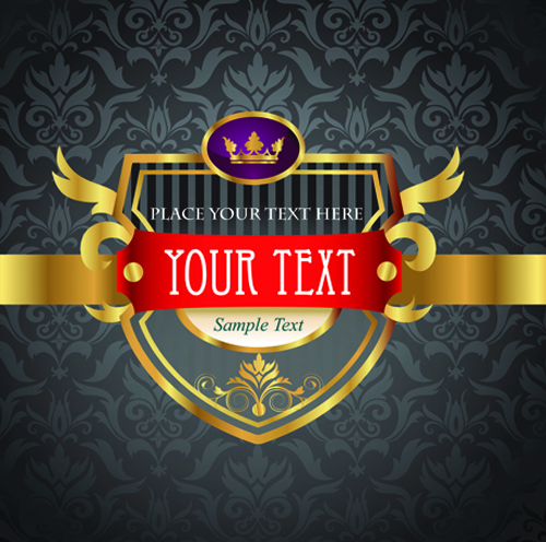 luxury of Black and gold labels vector 01