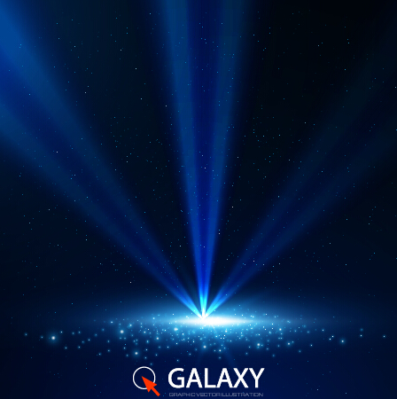 Blue galaxy elements background vector
