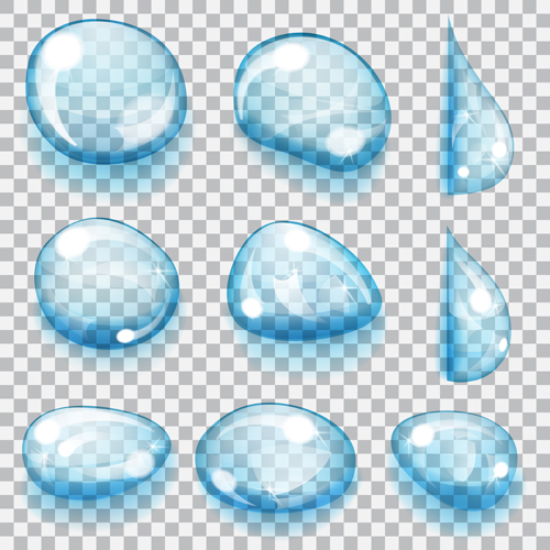 Blue water drops vectors set 05